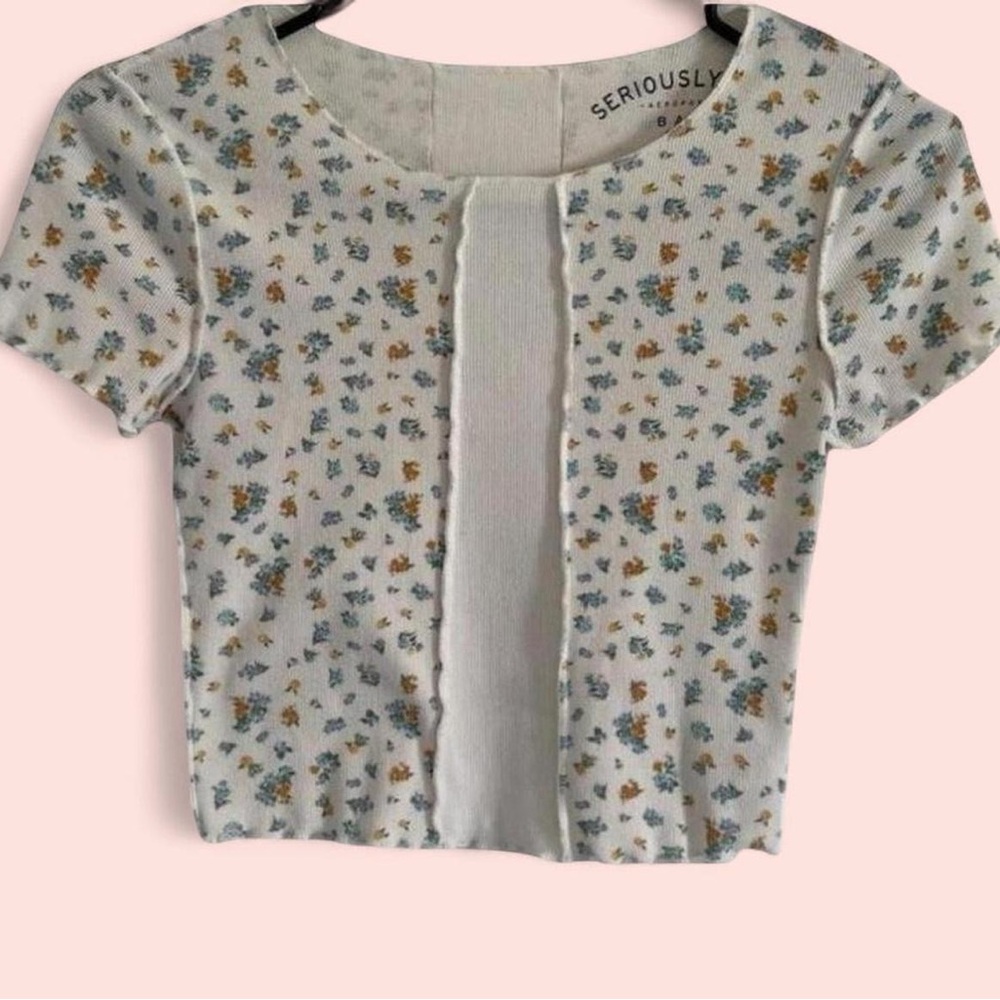 Aeropostale Seriously Soft Floral Ribbed Baby Tee XS
